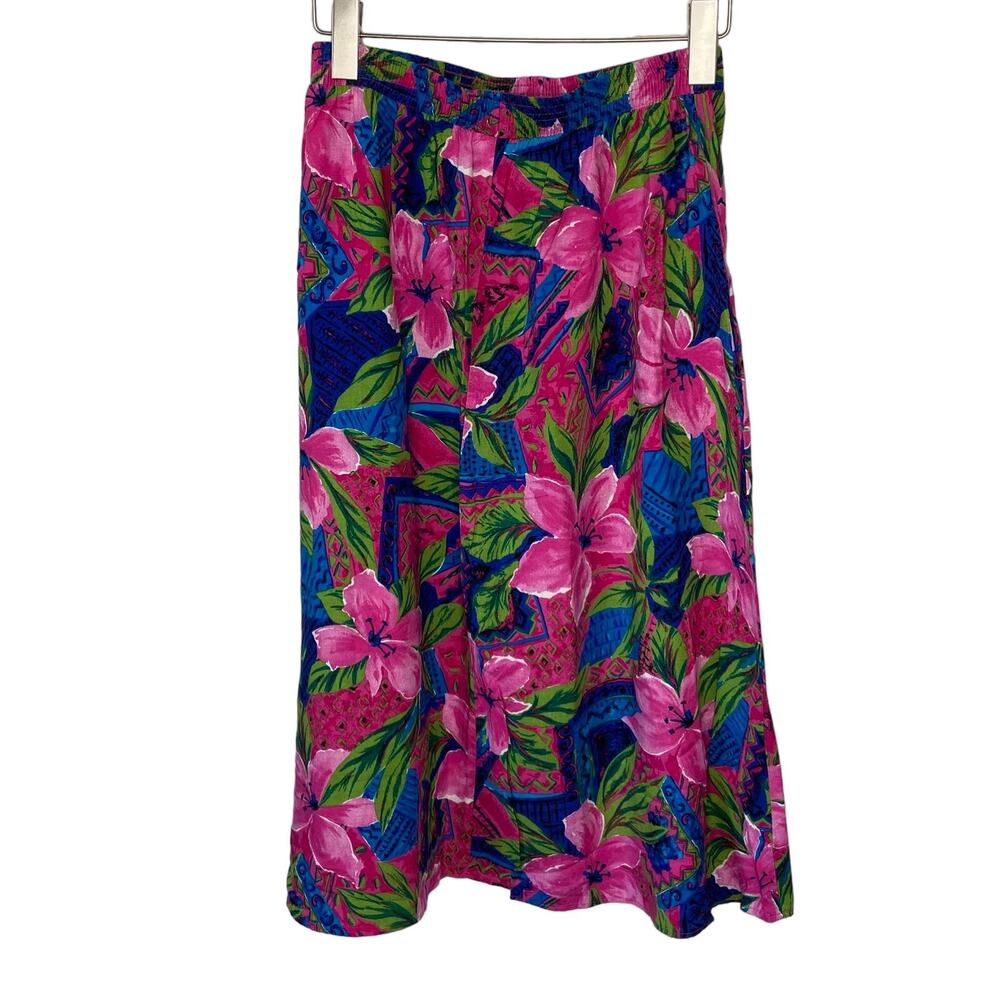 Vintage Bright Floral Hawaiian Style Skirt - Women's Size 12/14